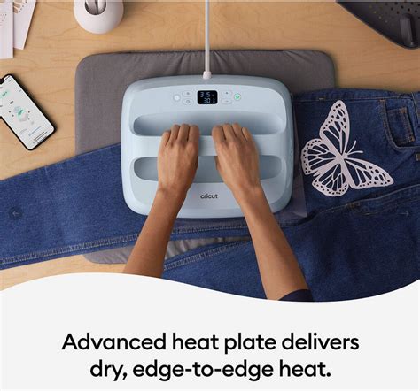 Cricut EasyPress 3 12x10 (Zen Blue); 12 in x 10 in (30 cm x 25 cm) size ideal for sweatshirts, banners, blankets & more; Connects to Cricut Heat™ app via Bluetooth® connection; Precise temperature control up to 400℉ (205°C); Advanced heat plate design with ceramic-coated surface; Compatible with major brands of iron-on (HTV), Infusible Ink™ and sublimation products